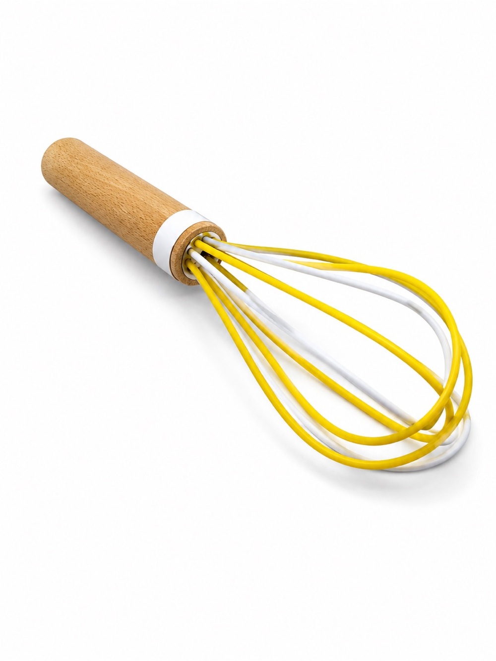 Makery Mini Silicone Whisk Yellow & White 8” Food Safe Dishwasher Safe